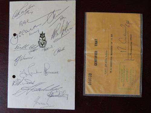 Rhodesian African Rifles Dining in Night Menu & 10 Rhodesia Regiment ID Card