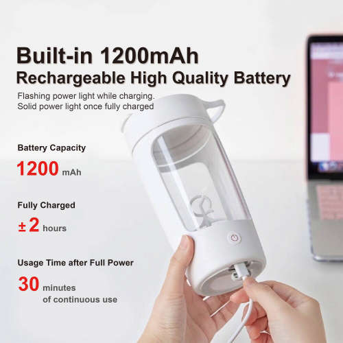Electric Shaker Bottle (Black/White)
