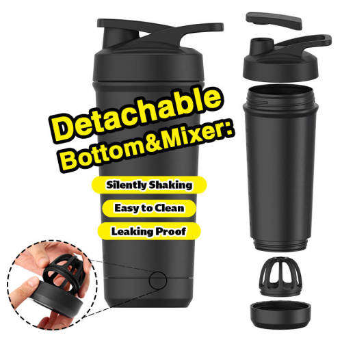 {Marked Down} Stainless Steel Shaker Bottle with Agitator built-in Bottom - 800ml - Black/White