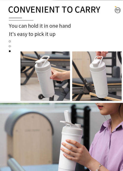 {Marked Down} Stainless Steel Shaker Bottle with Agitator built-in Bottom - 800ml - Black/White