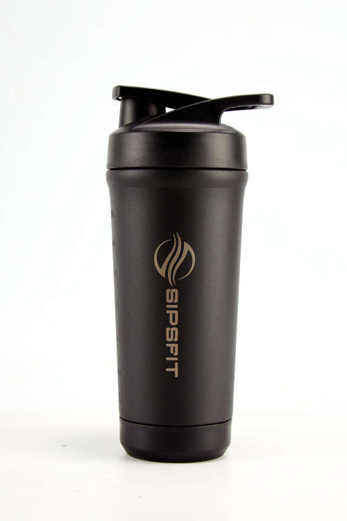 {Marked Down} Stainless Steel Shaker Bottle with Agitator built-in Bottom - 800ml - Black/White