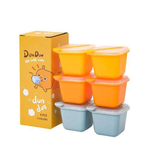 Large Ice Cube Molds with Lids and Popsicle Sticks - Set of 6