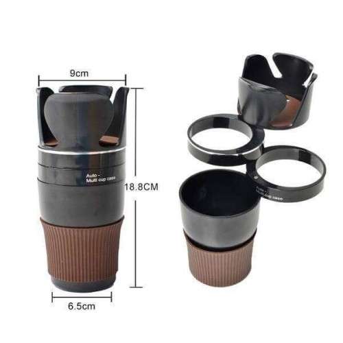 Multi-Cup Car Cup-Holder and Storage - Brown