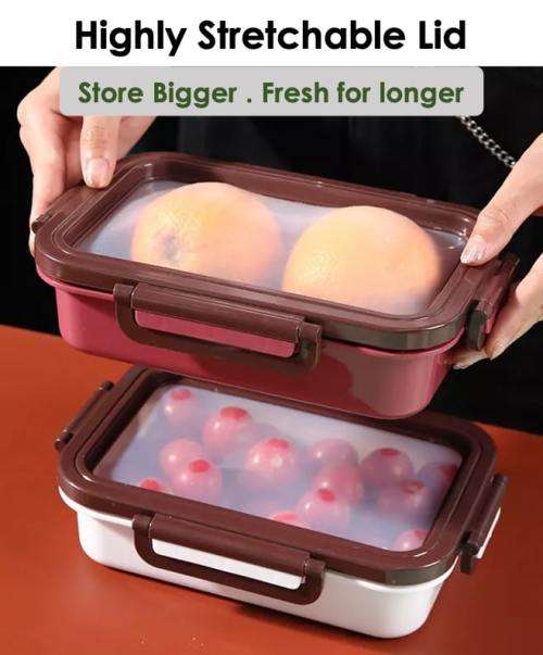 Food Storage Container with Silicone Stretch Lid - 860ml (White)