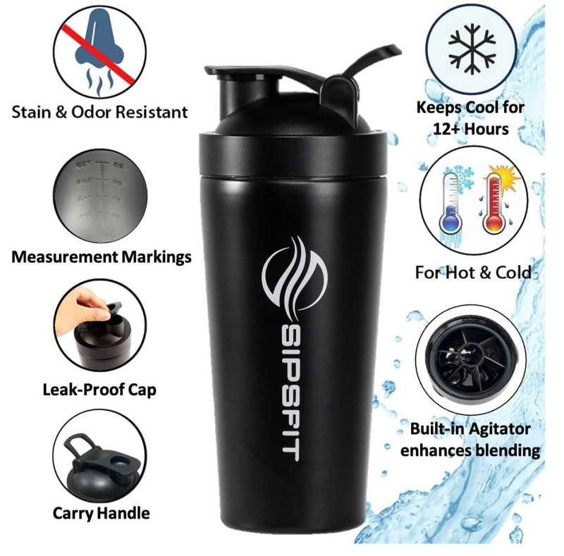 Double-Walled Stainless Steel Shaker Bottle - 600ml White