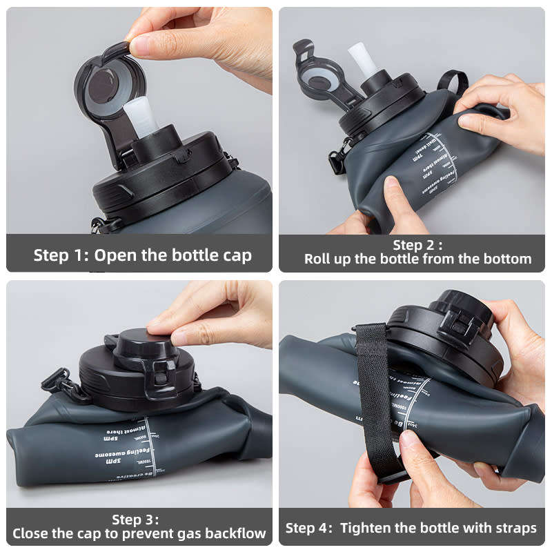 2L Collapsible Sport Water Bottle with Detachable Straw