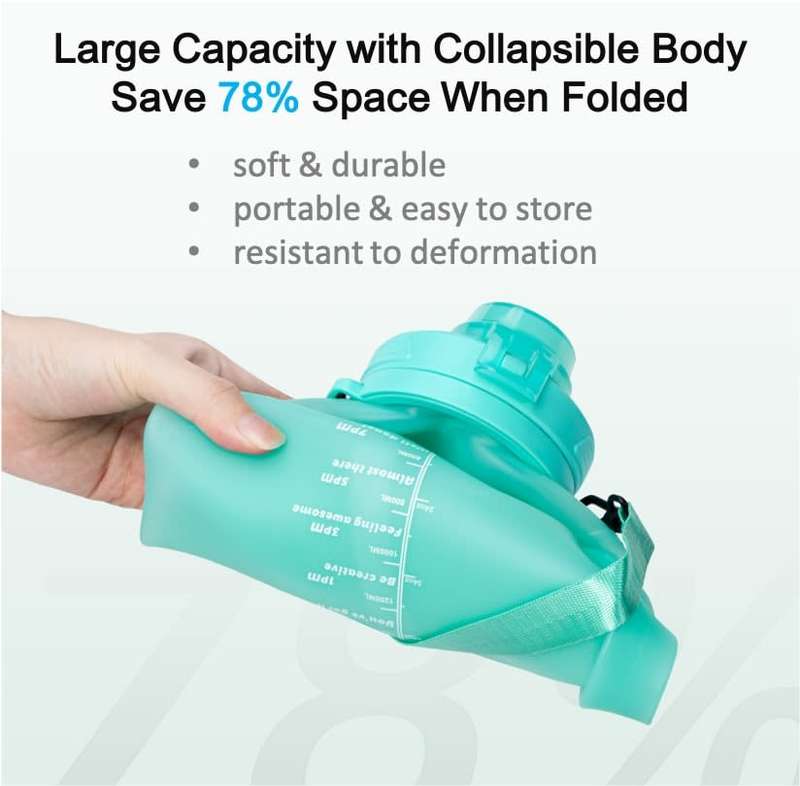 2L Collapsible Sport Water Bottle with Detachable Straw