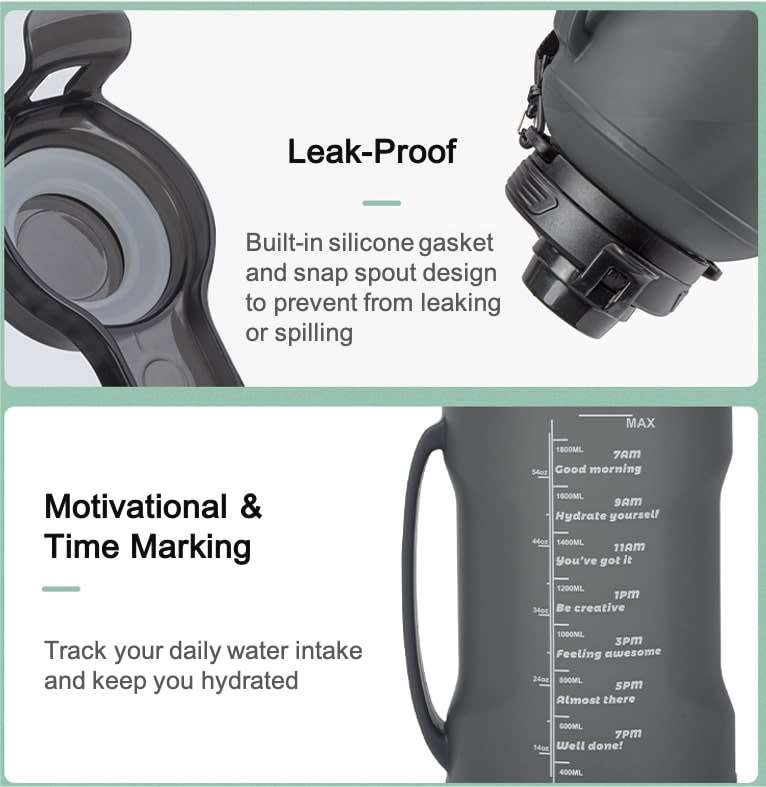 2L Collapsible Sport Water Bottle with Detachable Straw