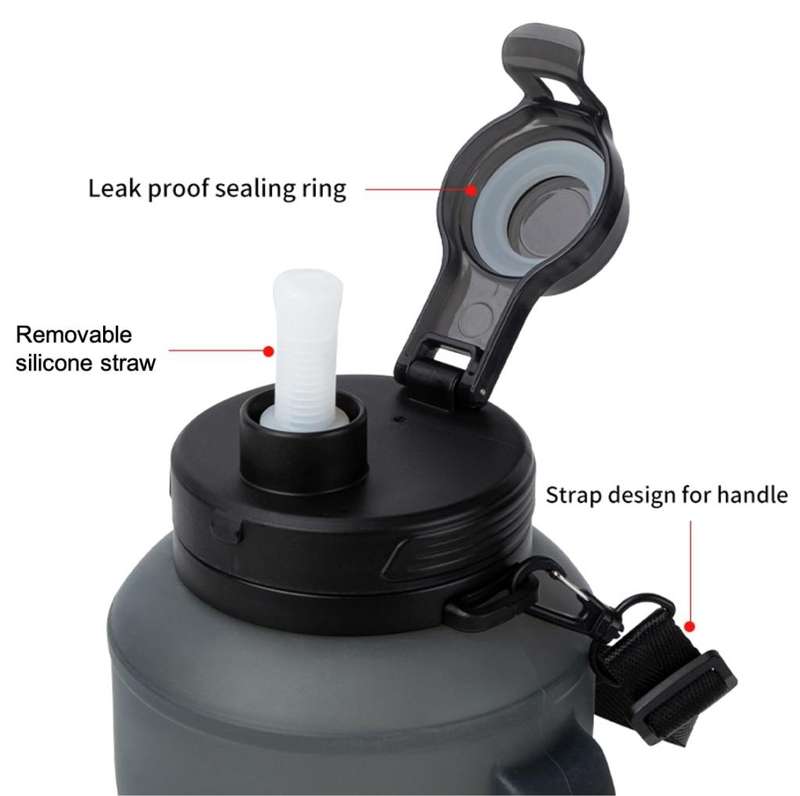 2L Collapsible Sport Water Bottle with Detachable Straw