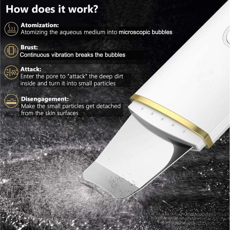 Ultrasonic Facial Scrubber Spatula for Deep Cleansing