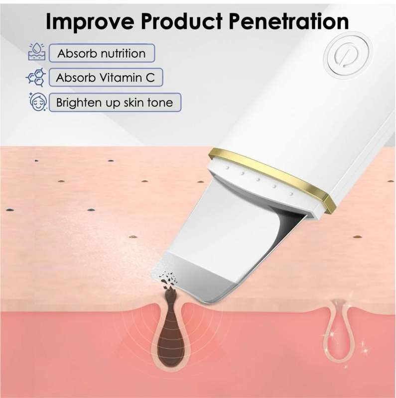 Ultrasonic Facial Scrubber Spatula for Deep Cleansing