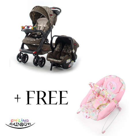 Chelino Tech Rider Brown Circles with FREE Bright Starts Flutter Dot Bouncer
