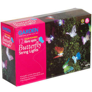 Garden Solar Powered Fibre Optic Butterfly String Lights