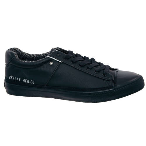 Replay Black Leather Laced Sneakers