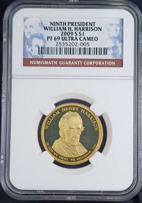 2009 $1 Ninth President  William H Harrison -NGC PF69