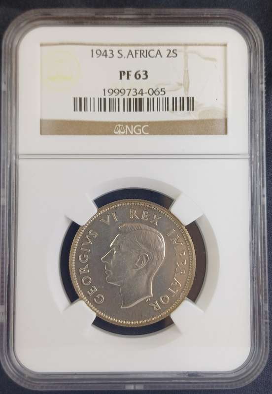 1943 SA 2 Shilling NGC PF63 - Proof Mintage 104