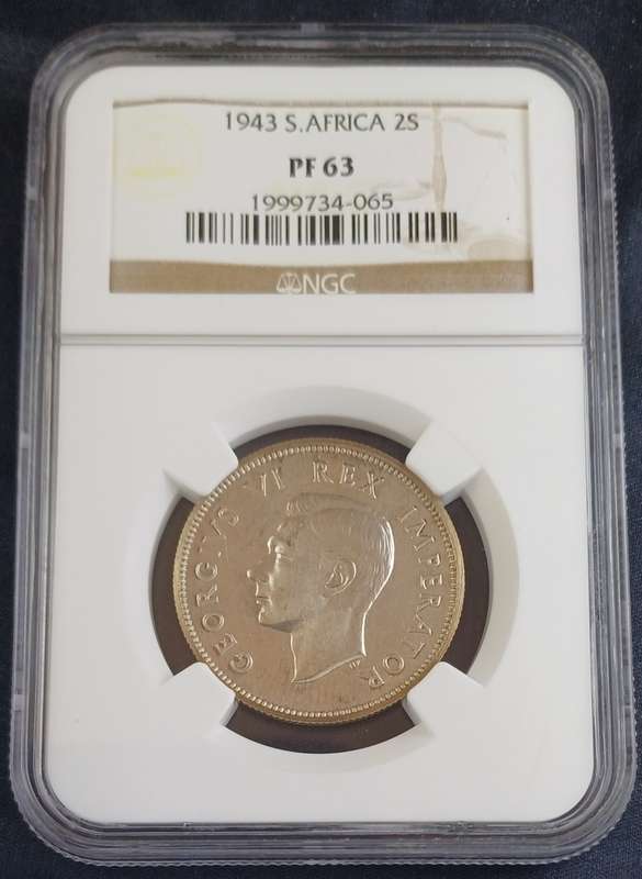 1943 SA 2 Shilling NGC PF63 - Proof Mintage 104