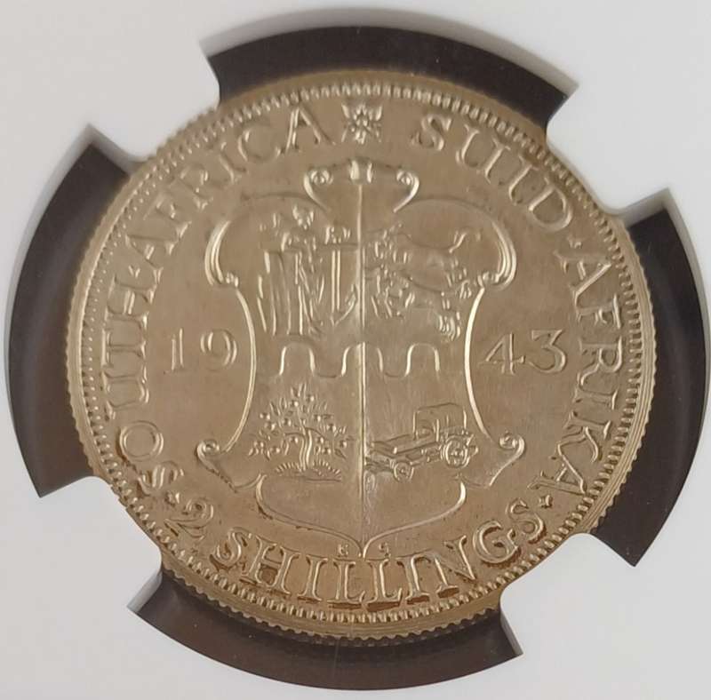 1943 SA 2 Shilling NGC PF63 - Proof Mintage 104