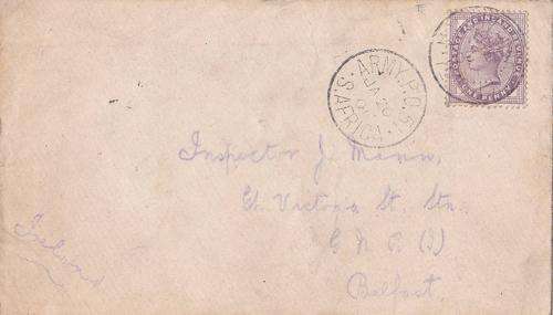Boer War 1901, Army Post Office 51, Early Strike for Machadadorp to Ireland Backstamped Belfast