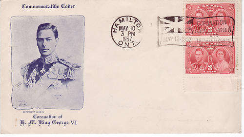 Coronation of H M King George VI - Nice Coronation Flag Cancellation