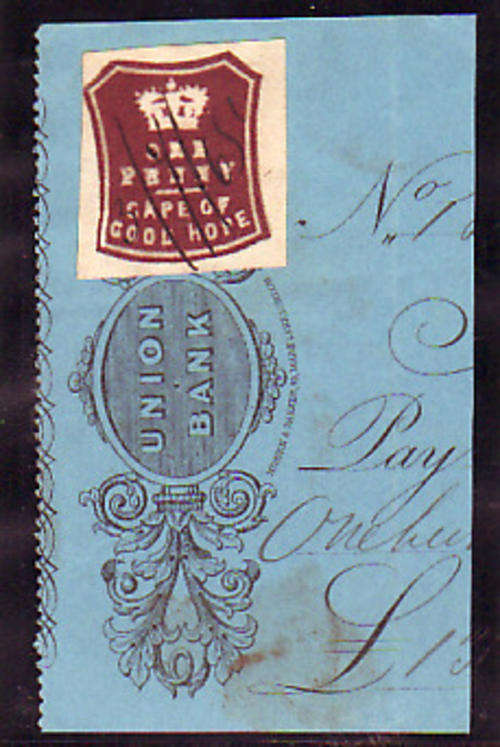 1864 Cape of Good Hope revenue on piece