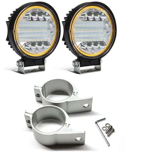 4x4 Spotlight 4.5` - 72W + Off Road Spot Light + Bull Bar Bracket -Set Of 2 - Black or Silver