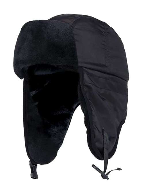 Winter Hat Ushanka Hat + Unisex Touch Screen Gloves For Men and Women - Black Hat + Black Gloves