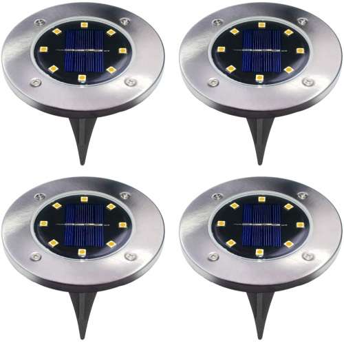 4PCS Solar Powered 8 LED Ground Light For Borders Driveway Pathways