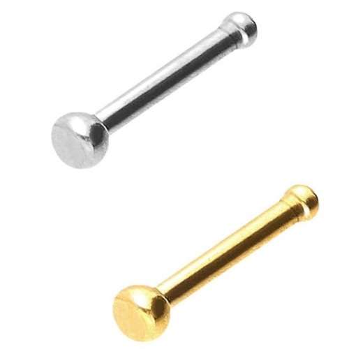 Nose Stud Nose Ring Bone Straight Barbell 316L Surgical Steel - Silver + Gold