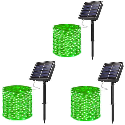 3x Fairy Lights Solar Outdoor String Light Christmas Light - Green