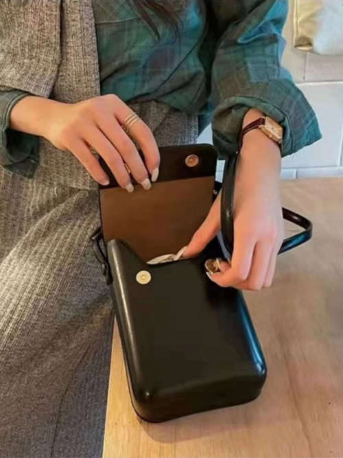 Wallets for Men & Women and Minimalist Sling Bag Unisex Crossbody Bag - Black Sling Bag + Brown