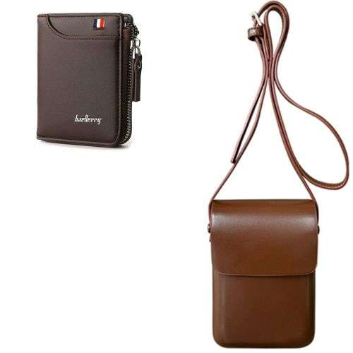 Wallets for Men & Women and Minimalist Sling Bag Unisex Crossbody Bag - Brown Sling Bag + Brown