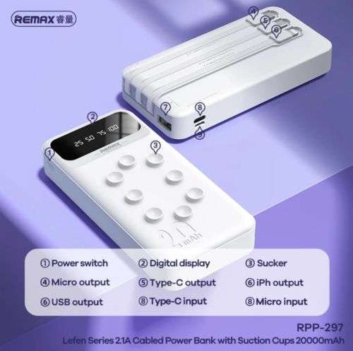 Remax Portable Powerbank Charger 20000MAH