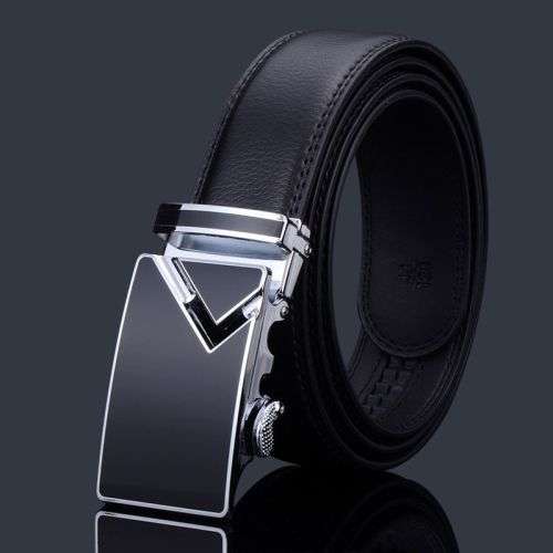 Vera Prlle - Genuine Leather Belt for Men Auto Buckle Adjustable - Black 21