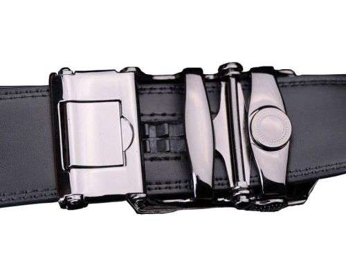 Vera Prlle - Genuine Leather Belt for Men Auto Buckle Adjustable - Black 21