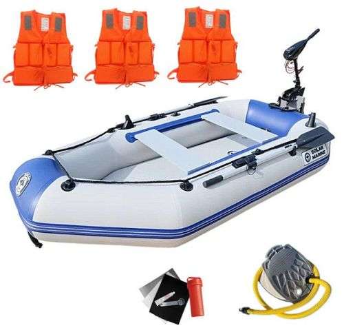 Military Grade Inflatable Dinghy Boat Fishing Boat +12V 60lb Electric Motor - 270 cm
