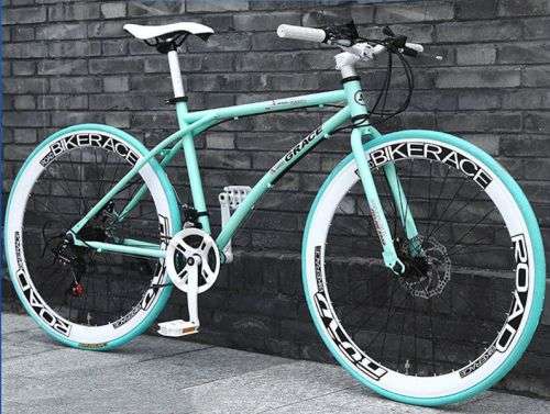 SLH 26` Bicycle 21 Speed Road Bike Light Weight Bicycle - White/Turquoise