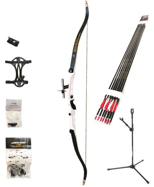 SANLIDA Olympic Style Recurve Bow 18lb + Stabilizer Set + 12 Arrows + Stand