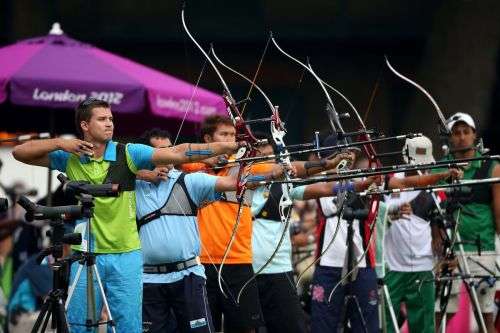 SANLIDA Olympic Style Recurve Bow 18lb + Stabilizer Set + 12 Arrows + Stand