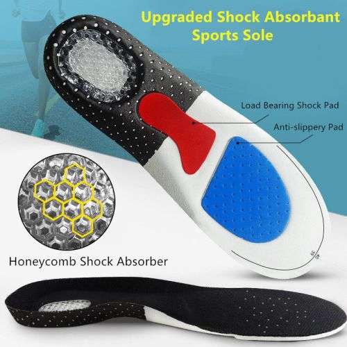 Shoe Insole Upgraded Shock Absorbant Honeycomb Support Soles Pain Relief - UK 7/8