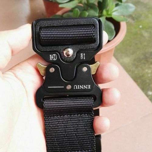 Tactical Nylon Waist Belt Army Quick Release Buckle Belt-Black - Black