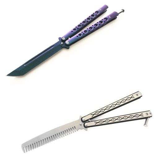 Butterfly Knife Balisong - Trainer Comb + EK06 Iridescent Batangas