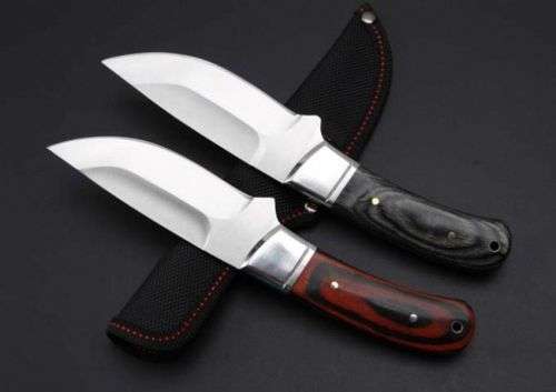 K91 Full Tang Fixed Blade Hunting Knife with Nylon Sheath - Green Wood