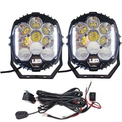 AfriBush 4x4 Spotlight For SUV 7` - 75W LED - Day Time Running + Wiring Kit