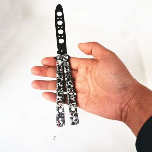 Training butterfly knife Practice Butterfly Knife Balisong - 302-1 - Skull