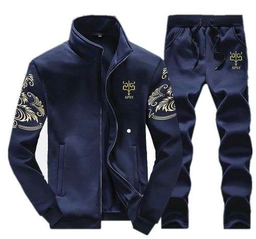 APEY Tracksuits For Men & Women Slim Fit Men`s Jacket & Sweat Pants - Navy - M