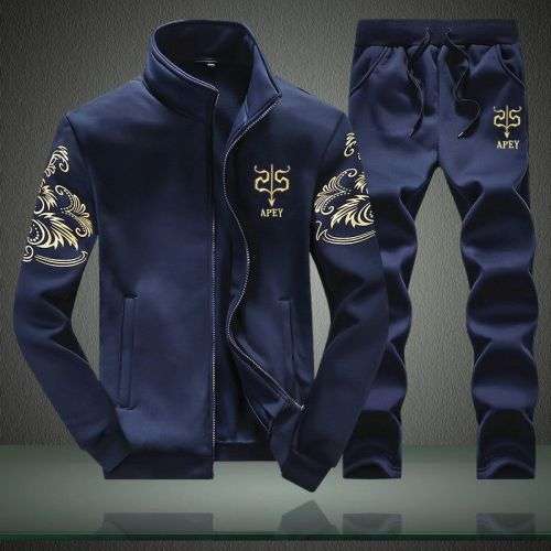 APEY Tracksuits For Men & Women Slim Fit Men`s Jacket & Sweat Pants - Navy - M