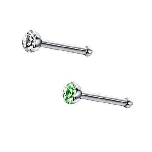 Nose Studs With Rhinestone - Nose Rings Nose Piercing Pin Body Jewelry - Green + White