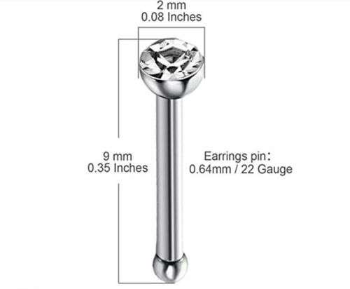 Nose Studs With Rhinestone - Nose Rings Nose Piercing Pin Body Jewelry - 24 Piece - Mixed Colour