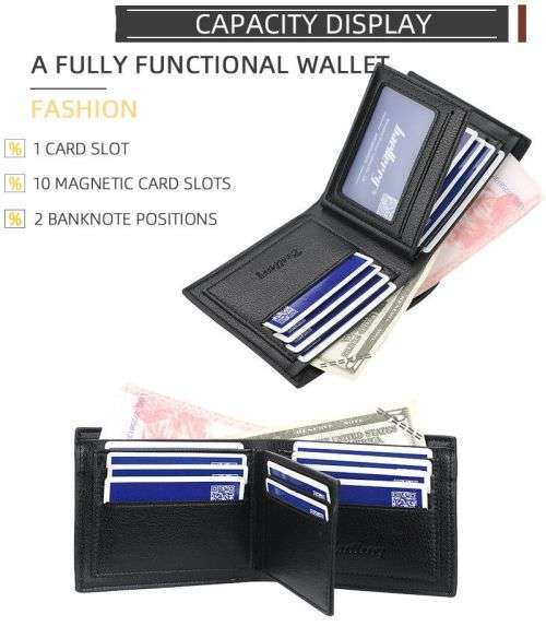 Baellerry - Wallets For Men PU Leather Bi-Fold Wallet and Card Knife - D9169Paris - Black